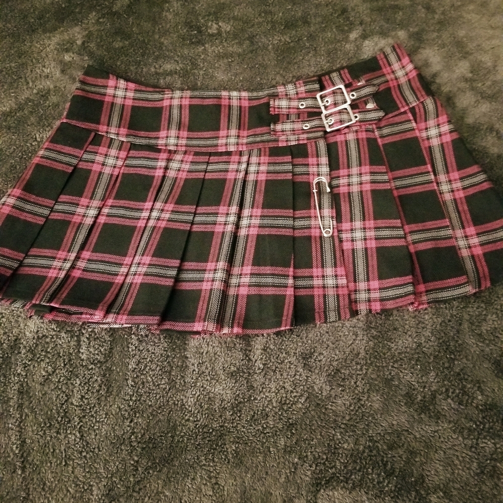 Bnwot Lip Service Pink/black plaid skirt